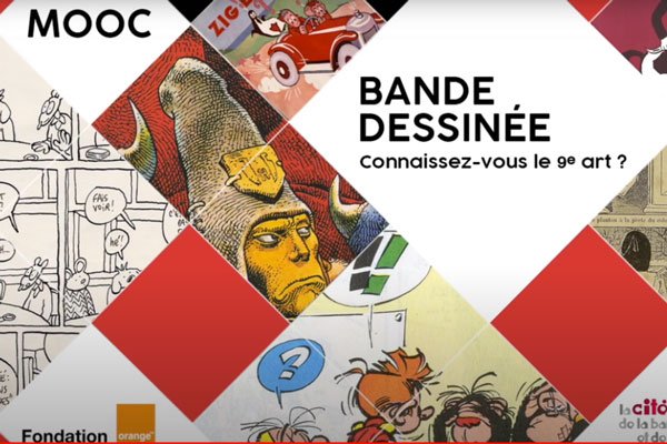 écran d'un cours en ligne de bande dessinée