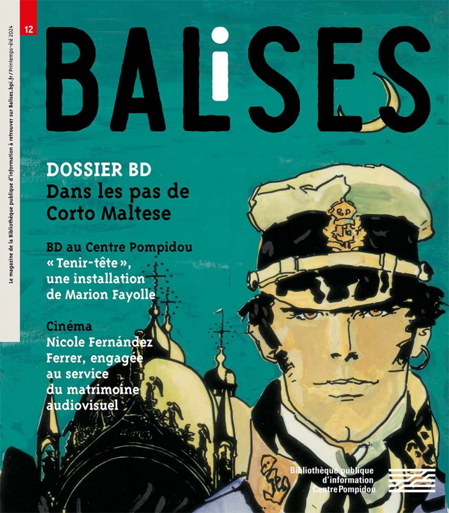 Le visage de Corto Maltese avec au second plan le dôme du palais des Dodges