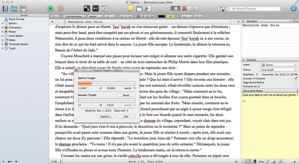 capture d'ecran de scrivener