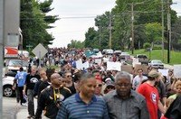 Photo d'une manifestation à Ferguson après la mort M. Brown