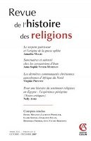 Revue d'histoire des religions numéro 4 2007